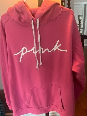 PINK Victoria's Secret Hot Pink Hoodie with White Script